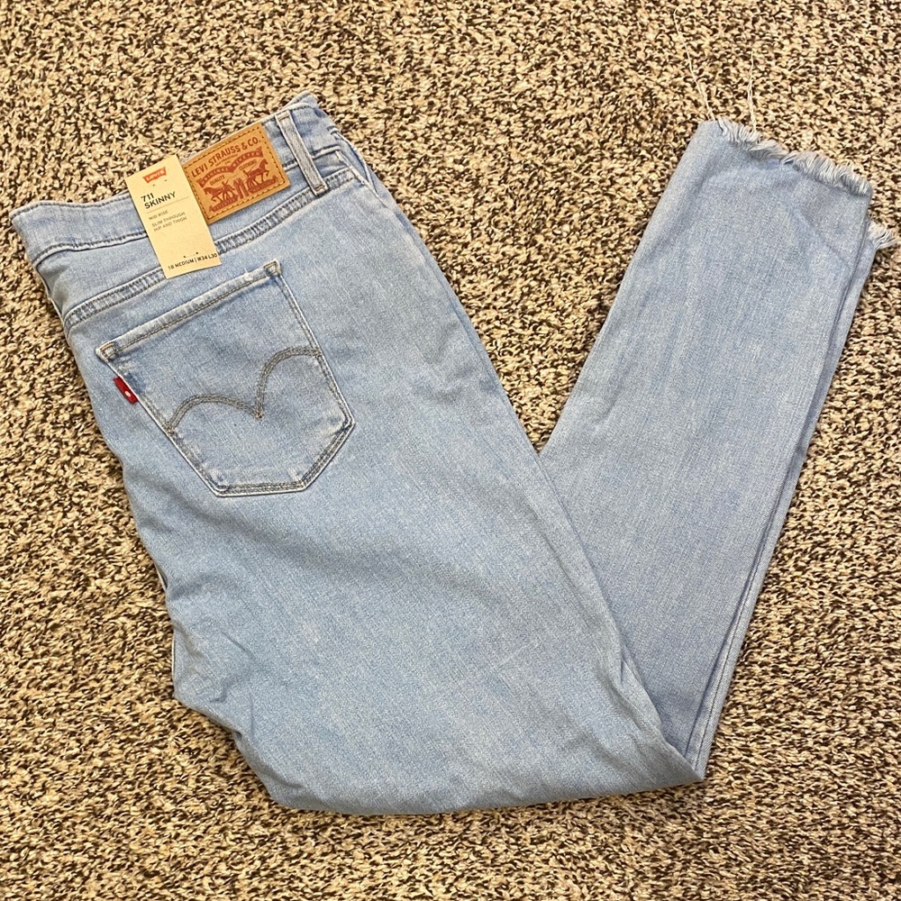 711 Skinny Levi's Sky Blue Denim Jeans 18 W34 L 30